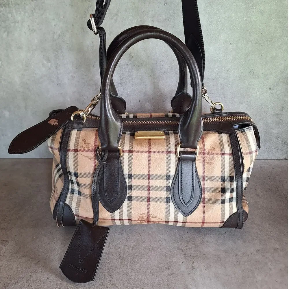 Burberry Haymarket Check Gladstone Bag crossbody satchel novacheck plaid cream